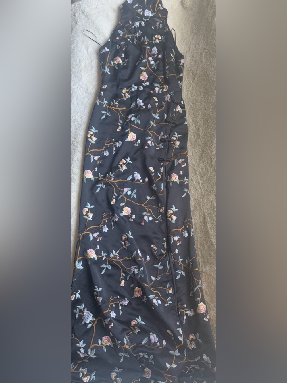NEW, SAU LEE Ariana Floral Embroidered Satin Gown Size 10 - Picture 7 of 8